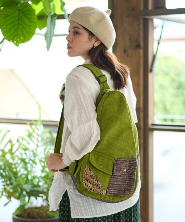 Hand Woven Cotton One Shoulder Bag - Ametsuchi