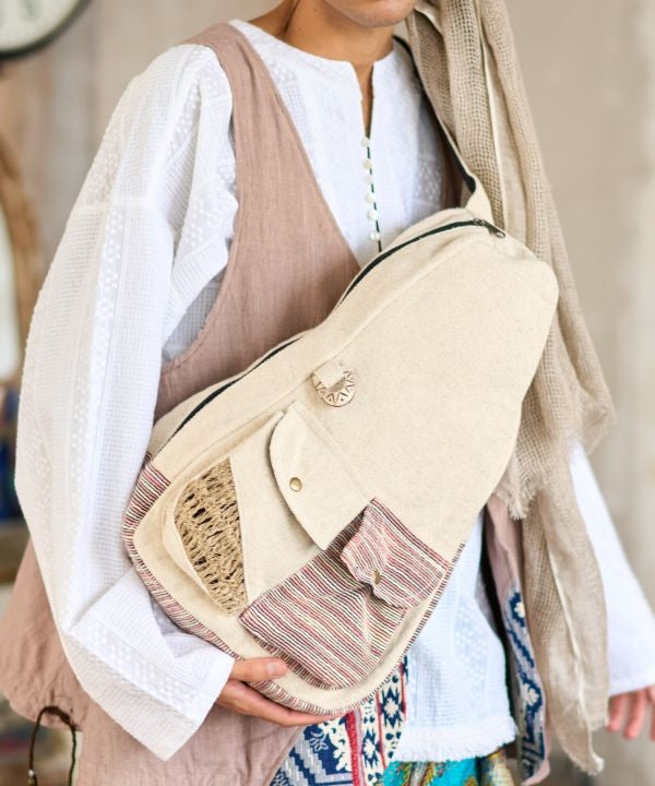 Hand Woven Cotton One Shoulder Bag - Ametsuchi