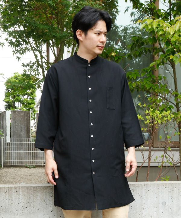 SHOSEI - Stand Collar Long Shirt - Ametsuchi