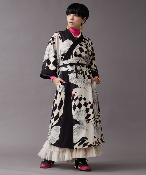 TAMAO SHIGEMUNE x KAYA Modern Kimono Dress BK HATO TAMAO SHIGEMUNE x KAYA Modern Kimono Dress BK HATO