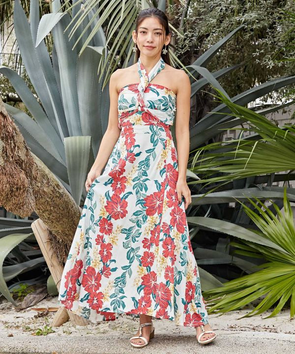 ハイビスカスワンピースサッシュスカート - Ametsuchi