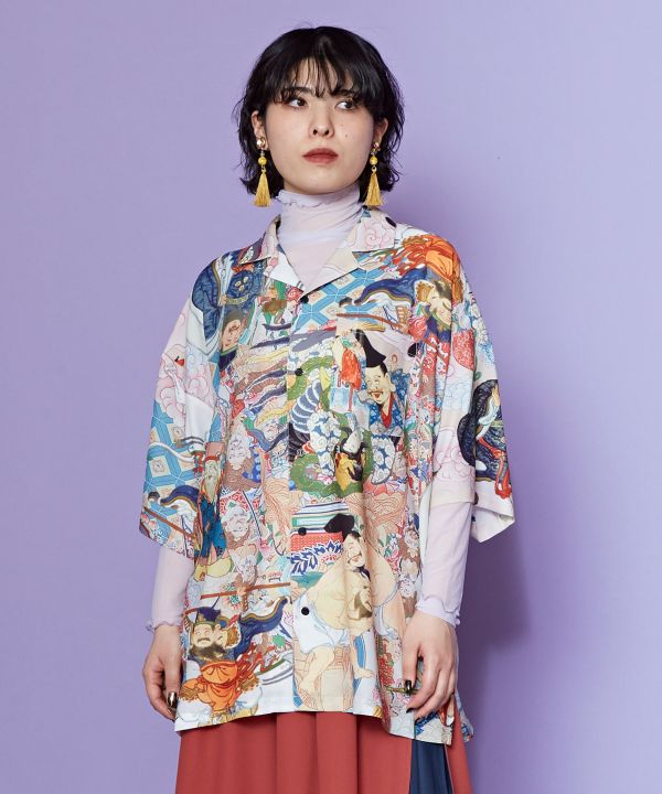 UKIYO-IRO Open Collar Shirt - Ametsuchi