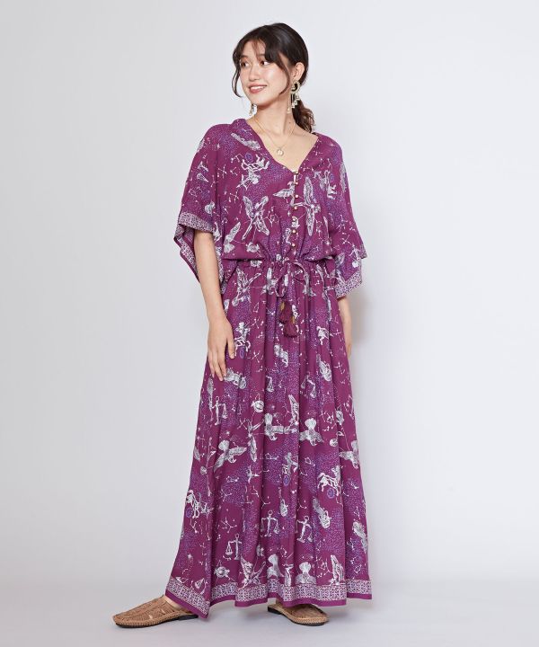 summer v neck maxi dress Summer Celestial V-Neck Maxi Dress PURPLE
