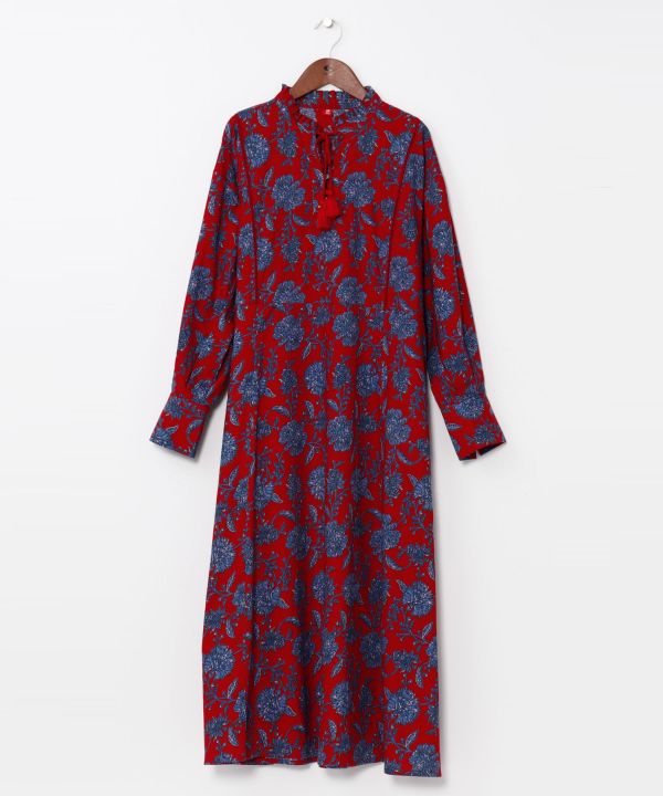 Elegant Cotton Dress with Pockets RED