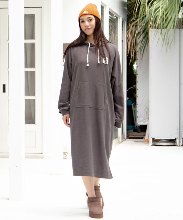 SURF＆Palms Puff Print Hoodie Dress - Ametsuchi