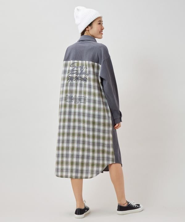 SURF＆Palms Corduroy Check Shirt Dress - Ametsuchi