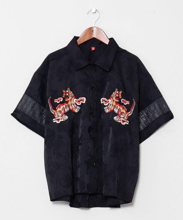 Satin Open Collar Shirt - Ametsuchi