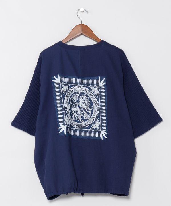 トップス Embroidery Patchwork Shirts Indigo Patchwork Top - Ametsuchi