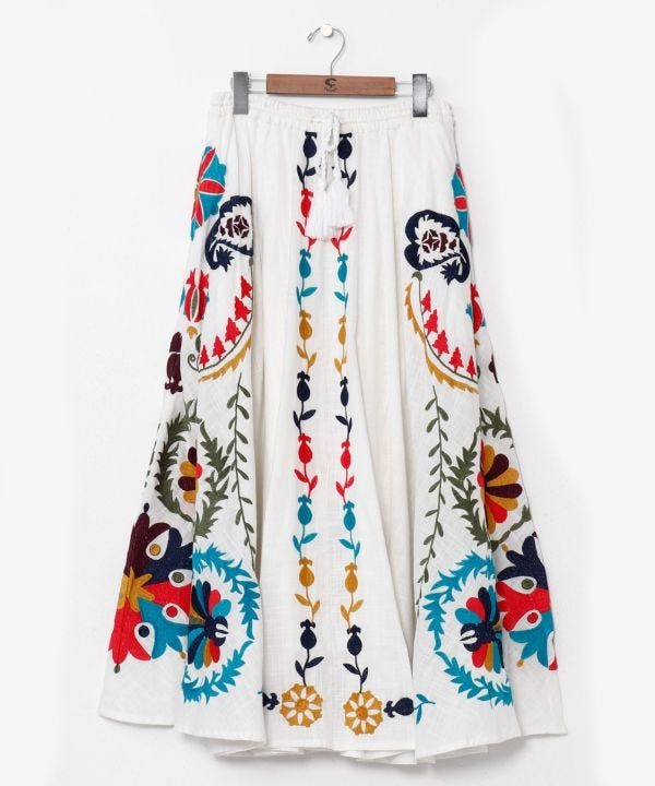 Ethnic Embroidered Long Skirt - Ametsuchi