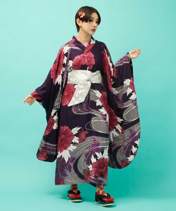 Peony Water Furisode Haori - Ametsuchi