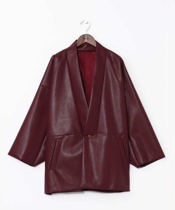 KAN NO TSUKURI - Faux Leather Haori Jacket - Ametsuchi