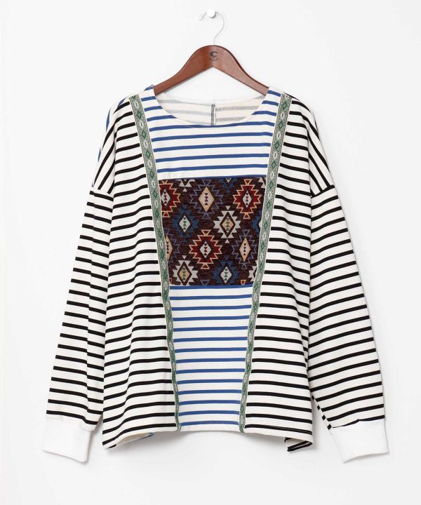 Striped Patchwork Top for Men - Ametsuchi