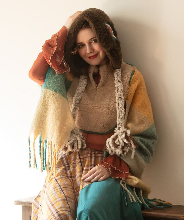 Plaid Pattern Melty Shawl