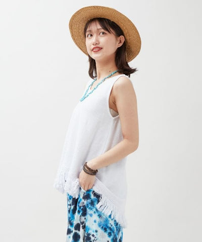Fringe Hem Tank Top by AMINA - Ametsuchi