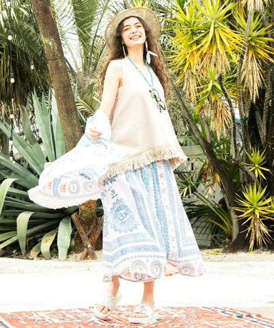 Fringe Hem Tank Top by AMINA - Ametsuchi