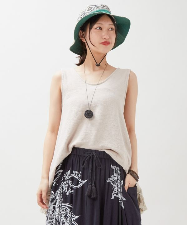 Fringe Hem Tank Top by AMINA - Ametsuchi