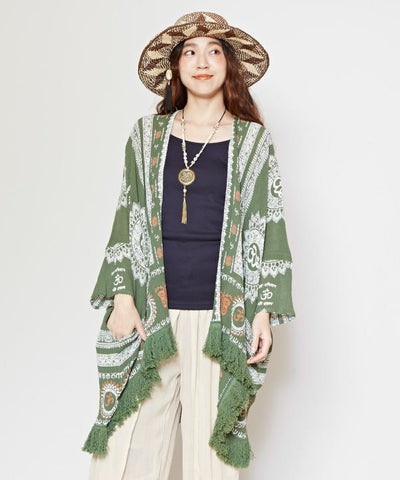 Unisex böhmische Kimono-Strickjacke