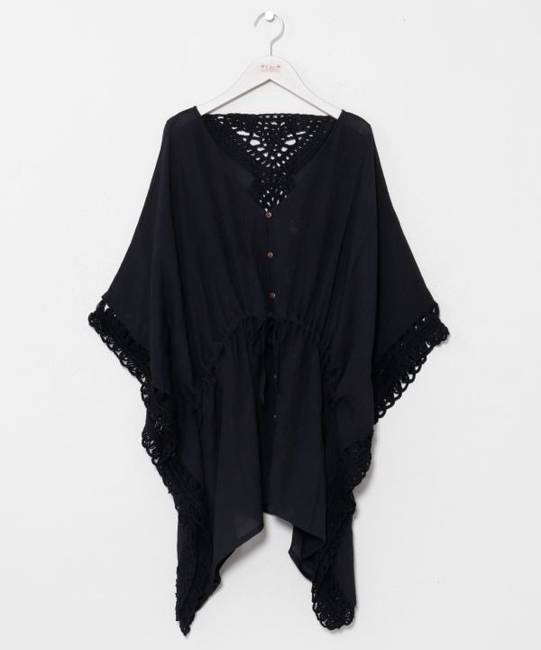 Hand Crochet Convertible Top Cardigan by Kahiko - Ametsuchi