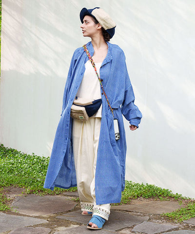 Striped Unisex Long Shirt Dresses by AMINA - Ametsuchi