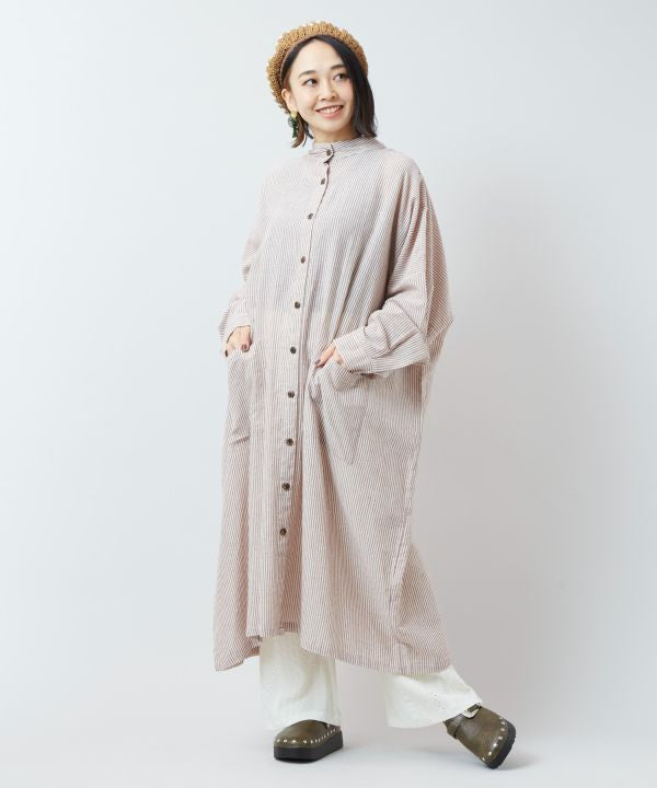 Striped Unisex Long Shirt Dresses by AMINA - Ametsuchi