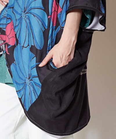 WATARI - Cotton Rose Print Reversible Kimono