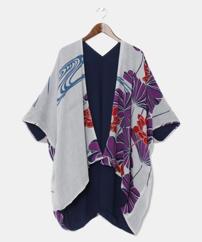 WATARI - Kimono réversible en coton imprimé rose
