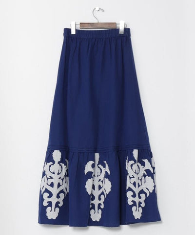 Applique Linen Blend Skirt
