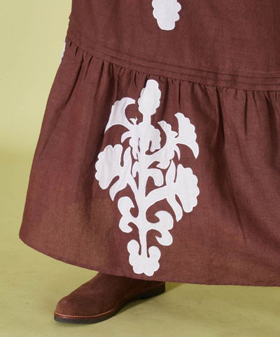 Applique Linen Blend Skirt