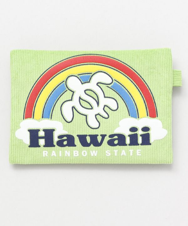 Pochette en velours côtelé au design hawaïen