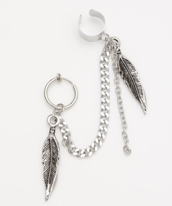 Feather Chain Ear Cuff Earrings by AMINA - Ametsuchi