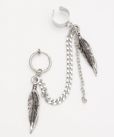 Feather Chain Ear Cuff Earrings by AMINA - Ametsuchi