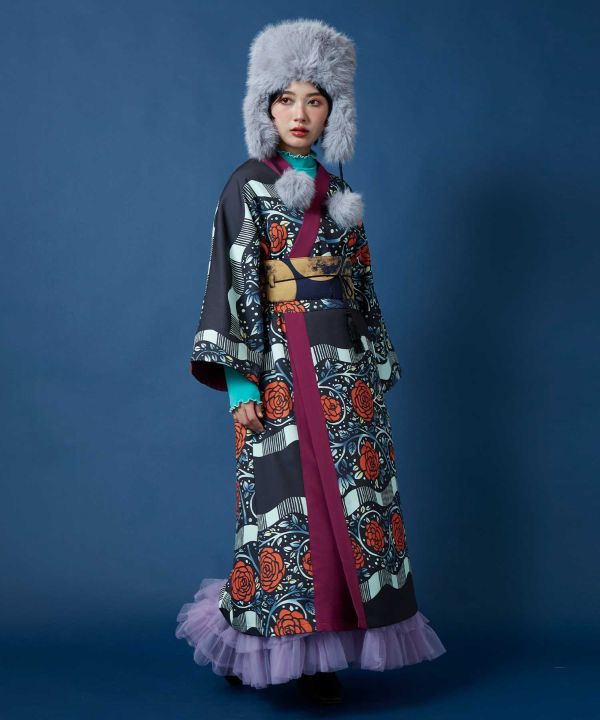 TAMAO SHIGEMUNE x KAYA Modern Kimono Dress BK HATO TAMAO SHIGEMUNE x KAYA Modern Kimono Dress BK HATO