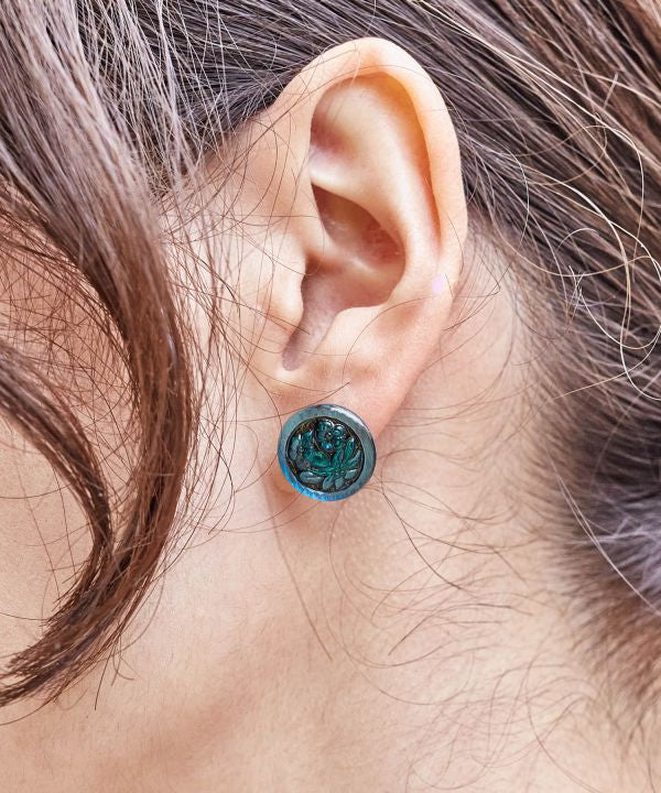 Czech Glass Button Earrings