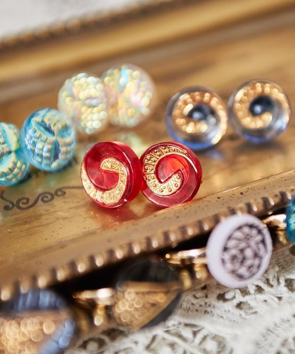 Czech Glass Button Earrings