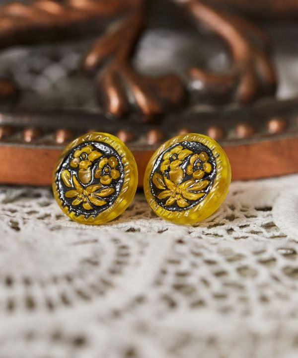 Czech Glass Button Earrings