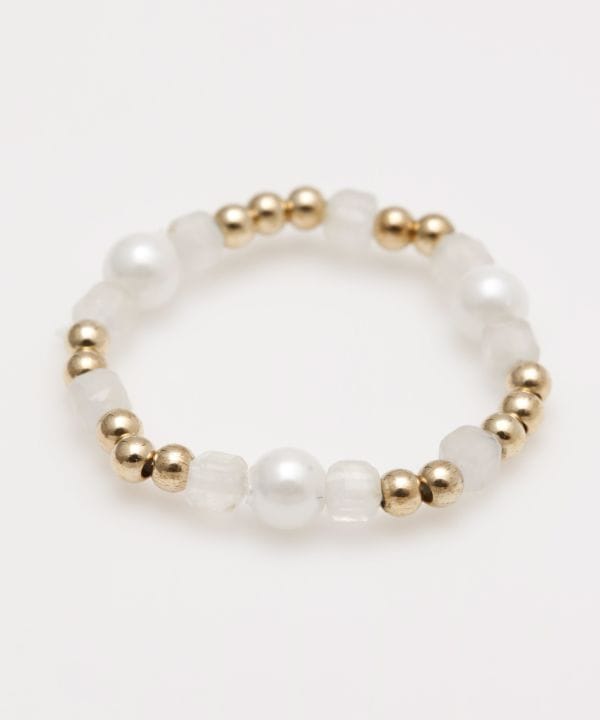 Cubic Rainbow Moonstone Beaded Ring