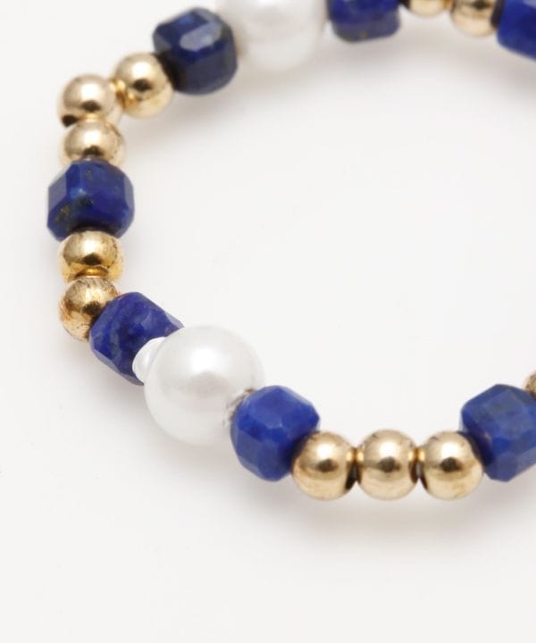 Cubic Lapis Lazuli Beaded Ring