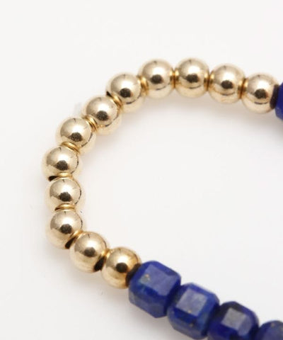 Bague perlée lapis-lazuli cubique