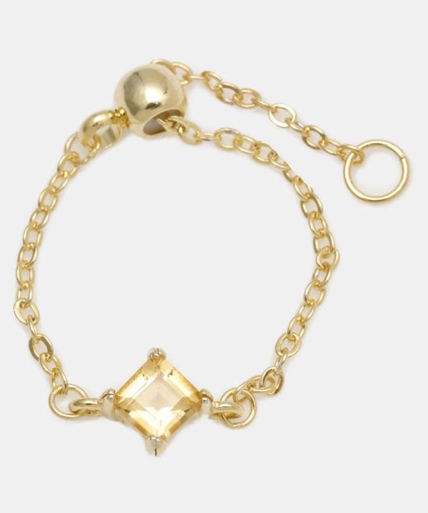 Citrine Charm Chain Ring