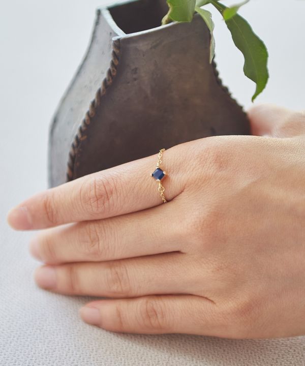 Lapis Lazuli Charm Chain Ring Rings by 岩座 - Ametsuchi