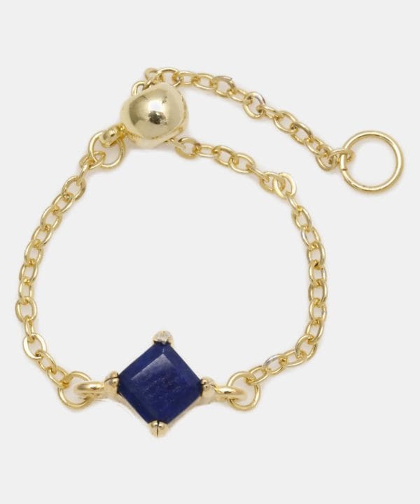 Lapis Lazuli Charm Chain Ring Rings by 岩座 - Ametsuchi