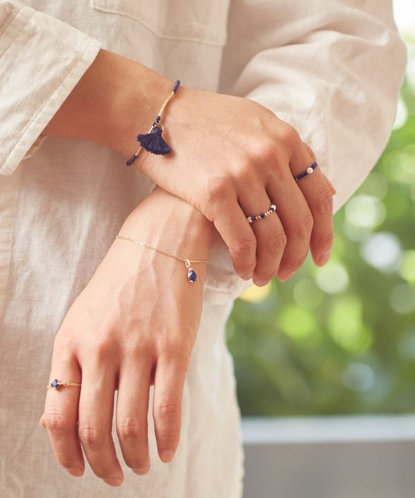 Lapis Lazuli Charm Chain Ring Rings by 岩座 - Ametsuchi