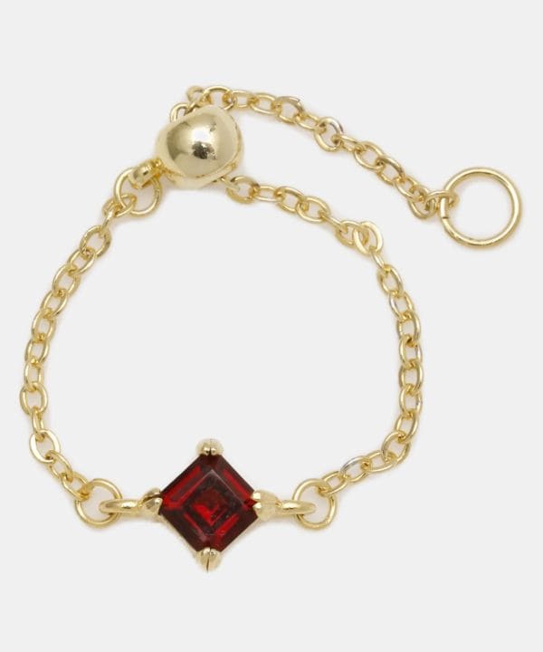 Garnet Charm Chain Ring