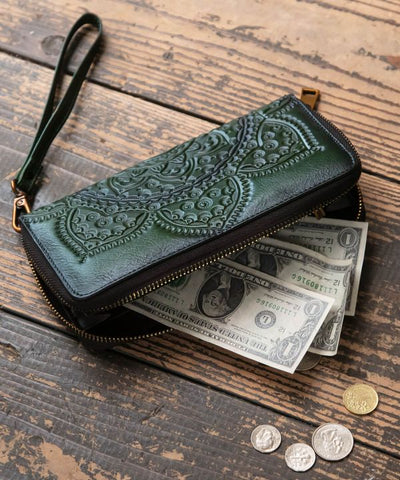 Mandala Leather Wallet Bags & Purses by AMINA - Ametsuchi