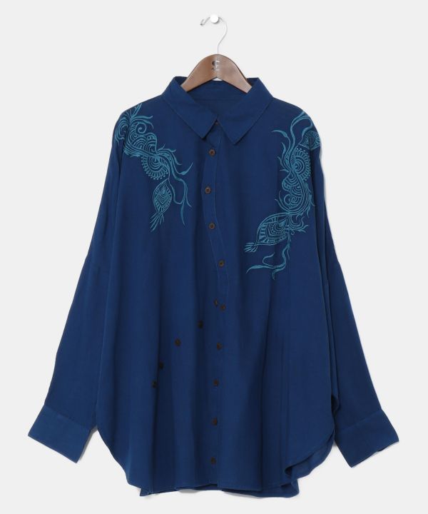 Peacock Embroidery Versatile Shirt