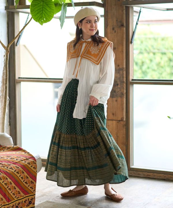 Foil Print Tiered Skirt