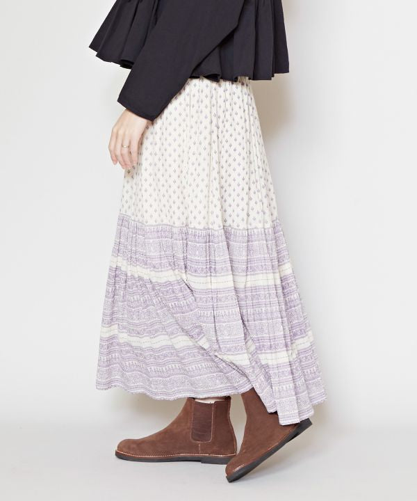 Foil Print Tiered Skirt