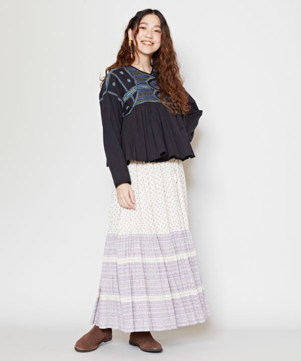 Foil Print Tiered Skirt