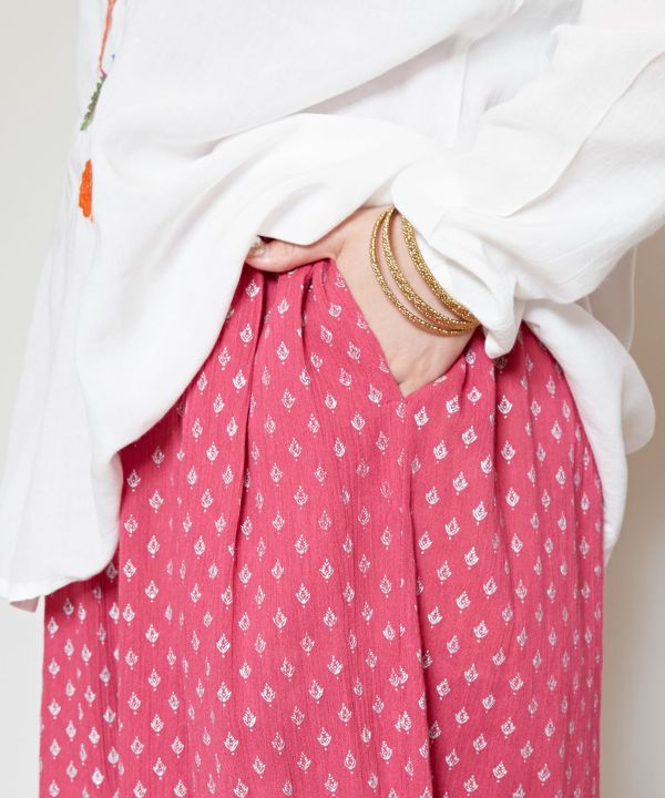 Foil Print Tiered Wide Pants