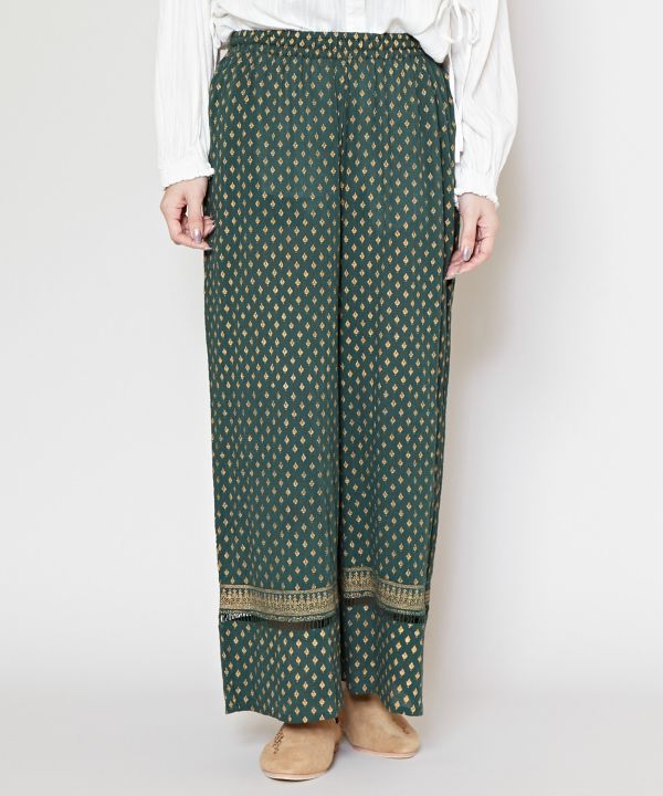 Foil Print Tiered Wide Pants